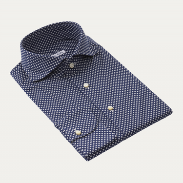 Emanuele Maffeis Jersey-Cotton Dark Blue Shirt with Flower Print - SARTALE