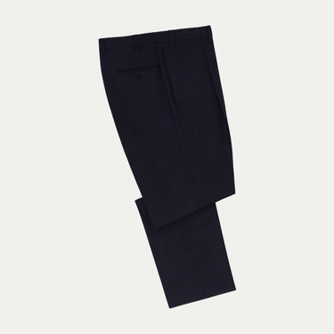 Orazio Luciano navy blue wool suit trousers with a classic cut and check pattern. A versatile piece for formal and business attire.