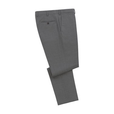 Tailored flat-front Virgin Wool Trousers in Grey