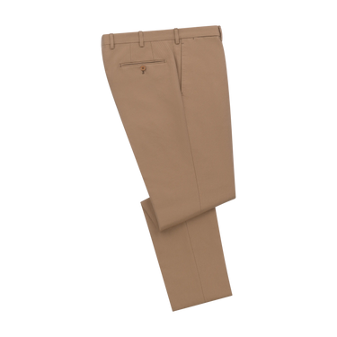 Tailored flat-front Cotton Trousers in Light Camel