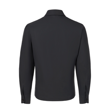 Back view of Sealup B770BAG 96233 92 navy blue cotton overshirt showcasing clean tailoring and minimalist spring/summer 25 design.