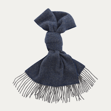 Herringbone Blue Cashmere Scarf