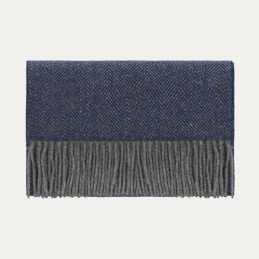 Herringbone Blue Cashmere Scarf