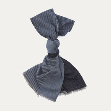 Bontoni Fringed Houndstooth Cashmere Scarf in Blue - SARTALE