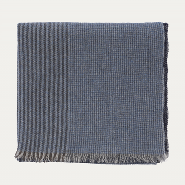 Bontoni Fringed Houndstooth Cashmere Scarf in Blue - SARTALE
