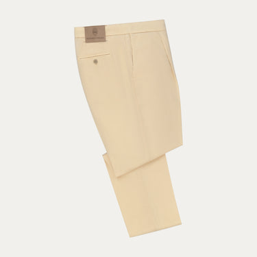 Caprera Regular-Fit Trousers in Cream by Richard J. Brown, featuring a sleek tailored silhouette and back welt pocket. Available at SARTALE.