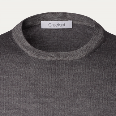 Cruciani Crew-Neck Wool Sweater in Grey - SARTALE