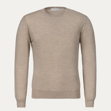 Cruciani Crew-Neck Super Soft Wool Sweater in Beige - SARTALE