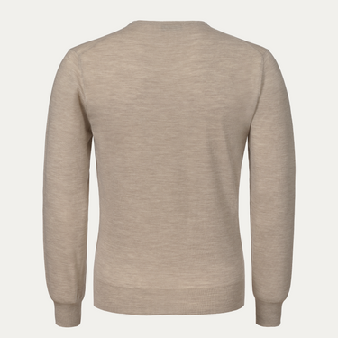 Cruciani Crew-Neck Super Soft Wool Sweater in Beige - SARTALE