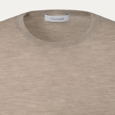 Cruciani Crew-Neck Super Soft Wool Sweater in Beige - SARTALE