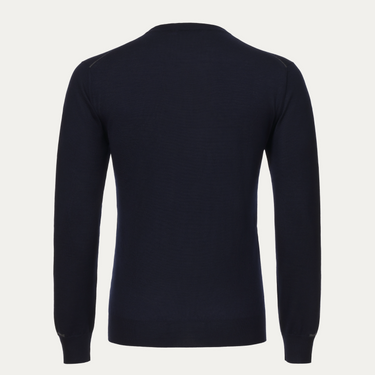 Cashmere Blend Sweater in Dark Blue with Grey Details