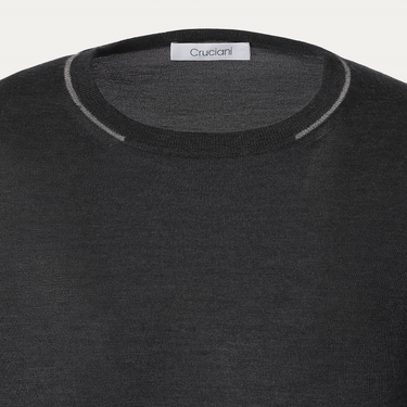 Cruciani Crew-Neck Cashmere and Silk-Blend Sweater in Dark Grey - SARTALE