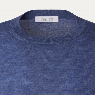 Cruciani Crew-Neck Cashmere and Silk-Blend Sweater in Blue - SARTALE