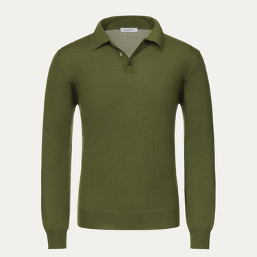 Polo de mezcla de cachemira en color verde cocodrilo