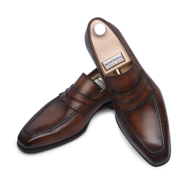 "Capitano" Penny Loafer with Hand-sewn Apron Tassels in Burnt