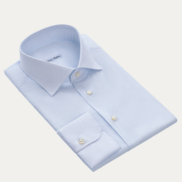 Striped Cotton Shirt in Light Blue and White