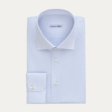 Striped Cotton Shirt in Light Blue and White