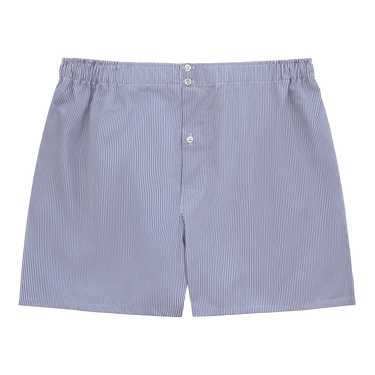 Striped Cotton Boxer Shorts in Blue and White