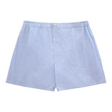 Striped Cotton Boxer Shorts in Light Blue