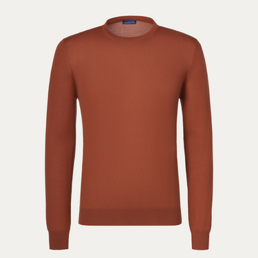 Crew Neck Cashmere Sweater in Burnt Orange