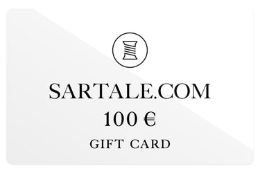SARTALE €100 gift card featuring minimalist black text and logo on a white background. Ideal for gifting premium fashion from SARTALE.