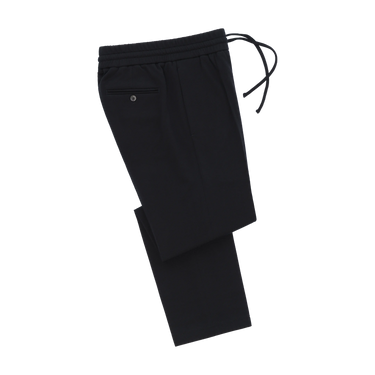 Wool Drawstring Sweatpants in Navy Blue
