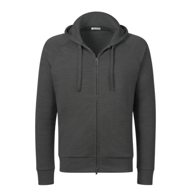 Sudadera con capucha y cremallera de lana en gris grafito