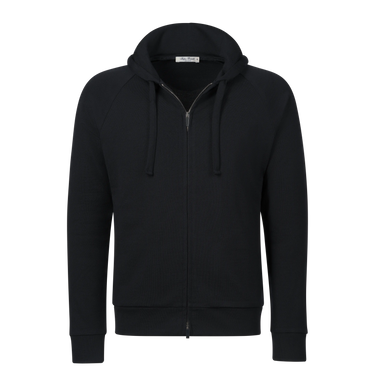 Wool Hooded Zip-Up in Navy Blue