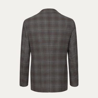 Wool Plaid Jacket in Grey and Brown