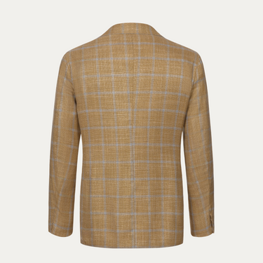 Wool Blend Checked Jacket in Ochre Yellow