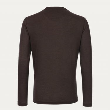 Marco Pescarolo Crew-Neck Cashmere Long Sleeve T-Shirt in Dark Brown - SARTALE