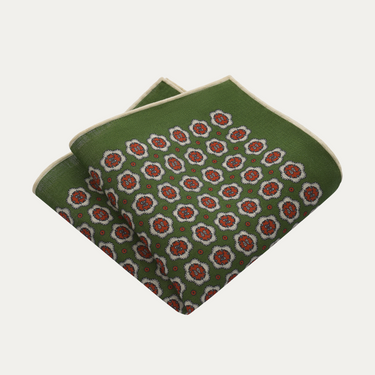 Pañuelo de bolsillo de lino estampado en color verde