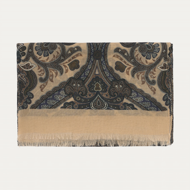 Luigi Borrelli Fringed Parsley Cashmere and Cotton-Blend Scarf in Brown - SARTALE