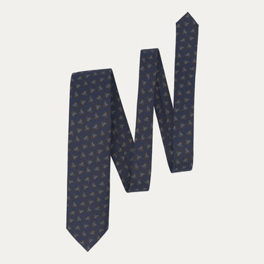 Corbata de seda con estampado de cachemira en azul oscuro