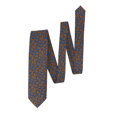 Printed Paisley Silk Tie in Royal Blue