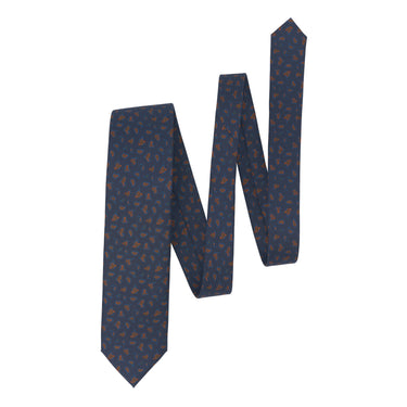 Printed Paisley Silk Tie in Dark Blue