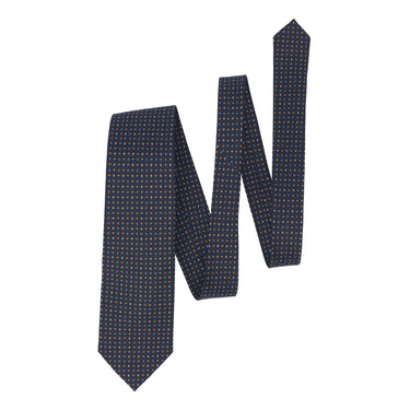 Printed Silk Tie in Dark Blue