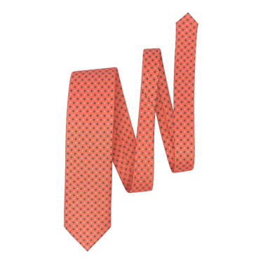 Printed Self-Tipped Silk Tie in Peach Orange