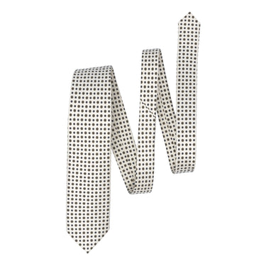 Printed Self-Tipped Silk Tie in White