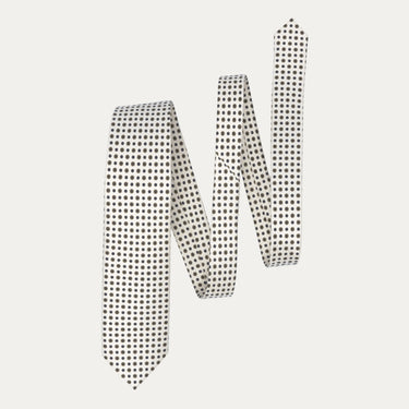 Printed Self-Tipped Silk Tie in White