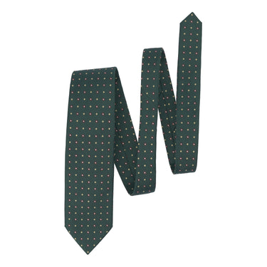 Embroidered Silk Tie in Dark Green