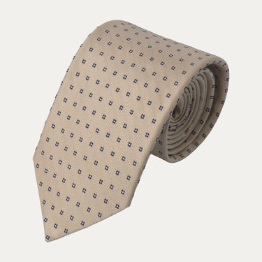 Corbata de seda bordada en color beige