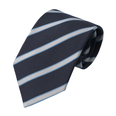 Striped Silk Tie in Navy Blue