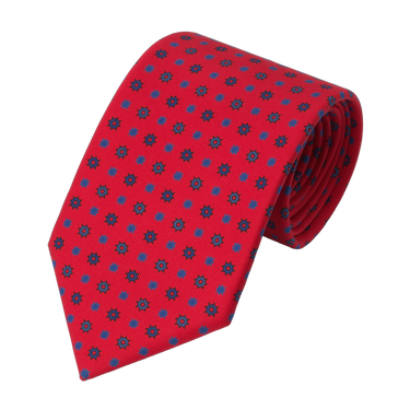 Printed Silk Tie in Red