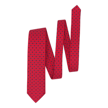 Printed Silk Tie in Red