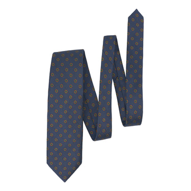 Printed Silk Tie in Dark Blue