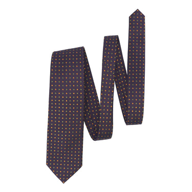 Embroidered Silk Tie in Dark Blue