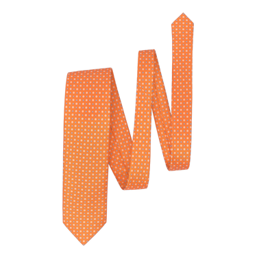 Printed Self-Tipped Silk Tie in Orange