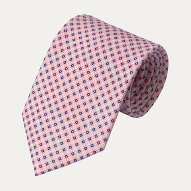 Flower Printed Silk Tie in Pink