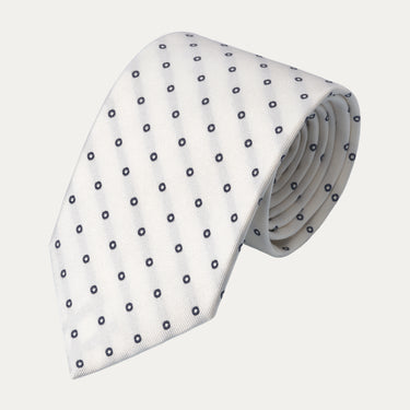 Printed Silk Tie in White